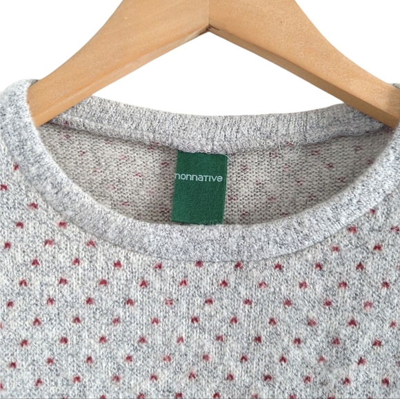 NONNATIVE Men's Gray Green Red 100% Cotton Knit Japanese Crewneck Sweater - Picture 4 of 14